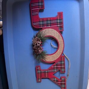 GANZ Red and Green Plaid JOY Wall Hanging